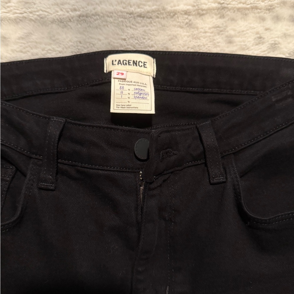 L'AGENCE Black Denim Skirt